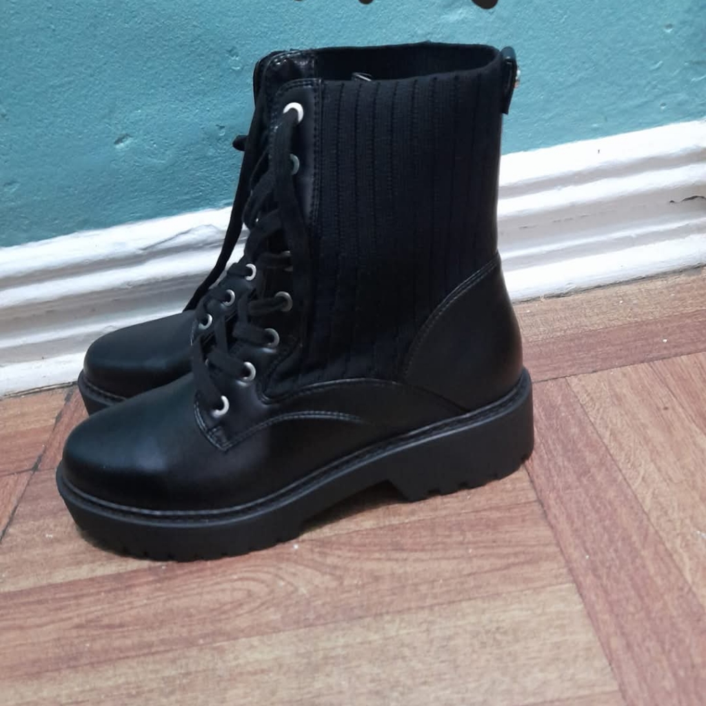 Black Lace-Up Combat Boots